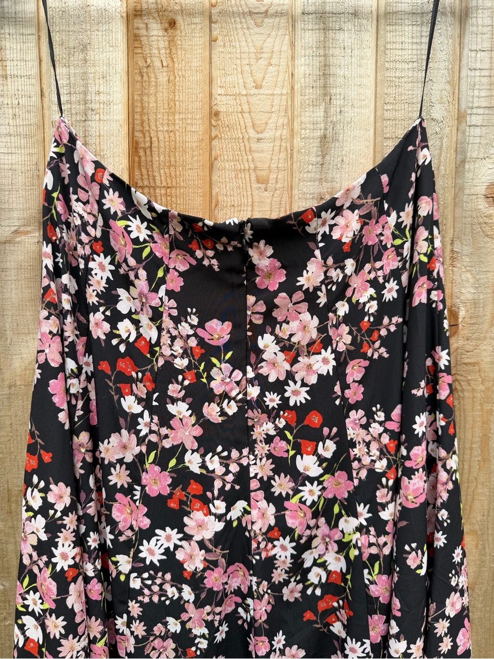 Wayf Black Floral Two-Piece Maxi Dress with Pink and Red Accents - Picture 9 of 10